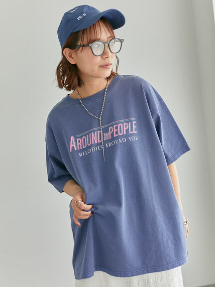 ヴィンテージ加工プリントTシャツ（オフホワイト/チャコールグレー/ブルー）｜ehka sopo（エヘカソポ）通販