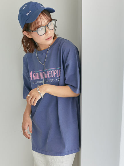 ヴィンテージ加工プリントTシャツ（オフホワイト/チャコールグレー/ブルー）｜ehka sopo（エヘカソポ）通販