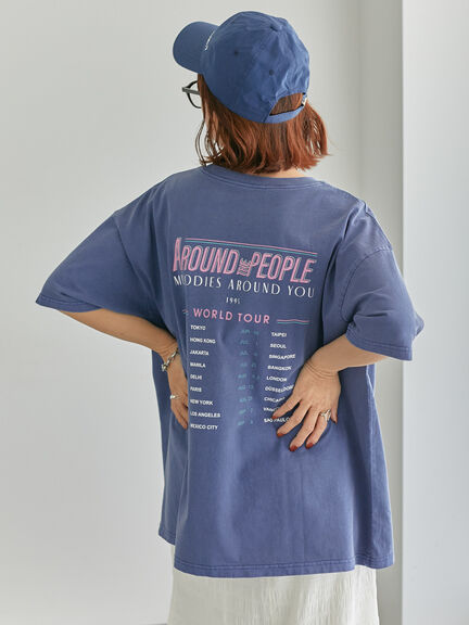 ヴィンテージ加工プリントTシャツ（オフホワイト/チャコールグレー/ブルー）｜ehka sopo（エヘカソポ）通販