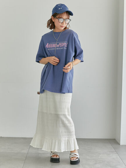 ヴィンテージ加工プリントTシャツ（オフホワイト/チャコールグレー/ブルー）｜ehka sopo（エヘカソポ）通販