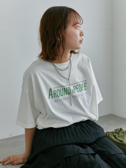 ヴィンテージ加工プリントTシャツ（オフホワイト/チャコールグレー/ブルー）｜ehka sopo（エヘカソポ）通販