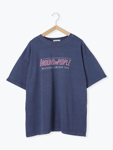 ヴィンテージ加工プリントTシャツ（オフホワイト/チャコールグレー/ブルー）｜ehka sopo（エヘカソポ）通販