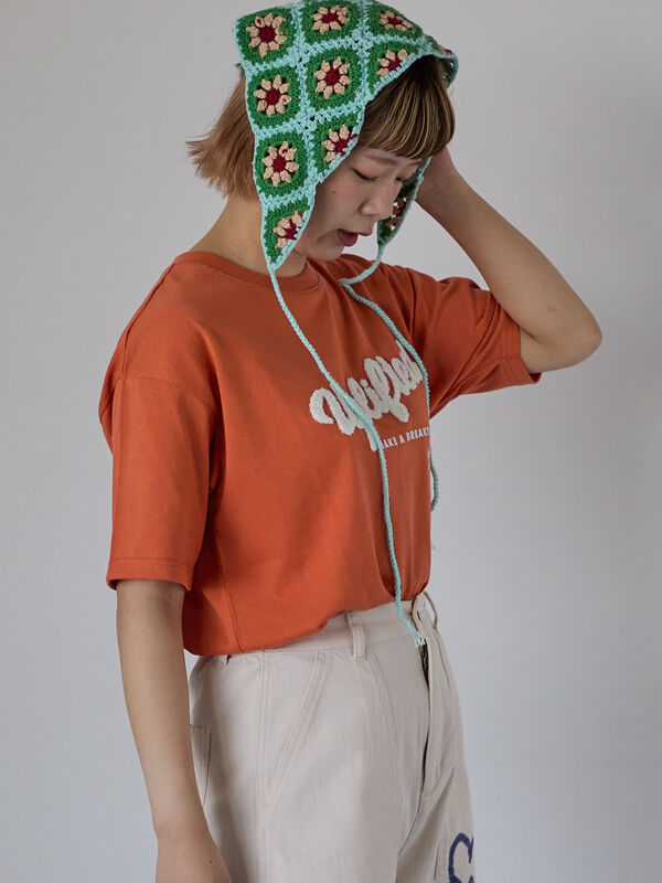 セール】 サガラ刺繍Tシャツ（オフホワイト/チャコールグレー/オレンジ