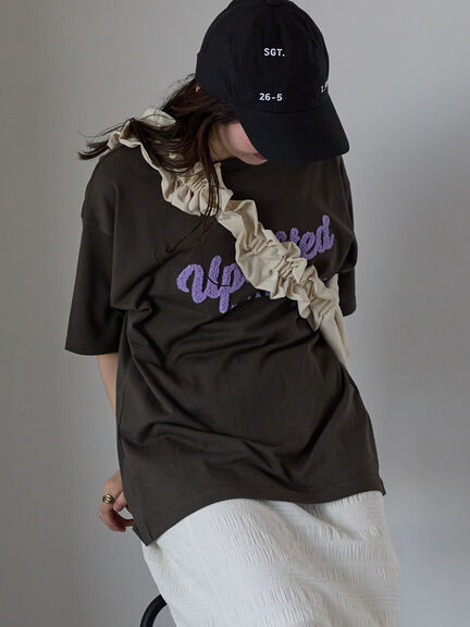 サガラ刺繍Tシャツ（オフホワイト/チャコールグレー/オレンジ）｜ehka sopo（エヘカソポ）通販