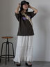 サガラ刺繍Tシャツ（オフホワイト/チャコールグレー/オレンジ）｜ehka sopo（エヘカソポ）通販