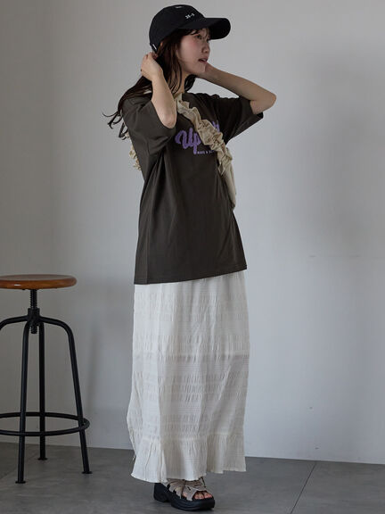 サガラ刺繍Tシャツ（オフホワイト/チャコールグレー/オレンジ）｜ehka sopo（エヘカソポ）通販