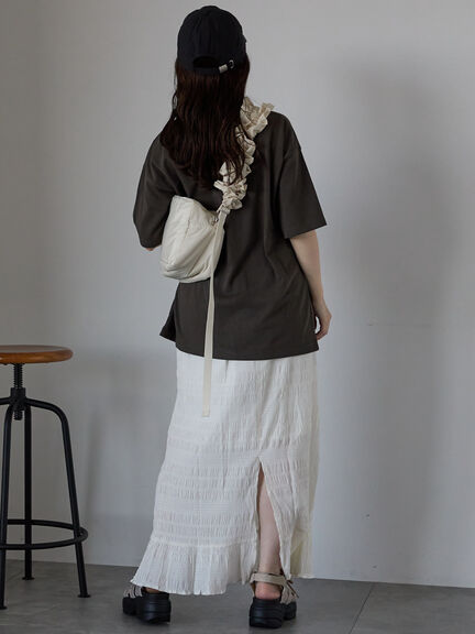 サガラ刺繍Tシャツ（オフホワイト/チャコールグレー/オレンジ）｜ehka sopo（エヘカソポ）通販