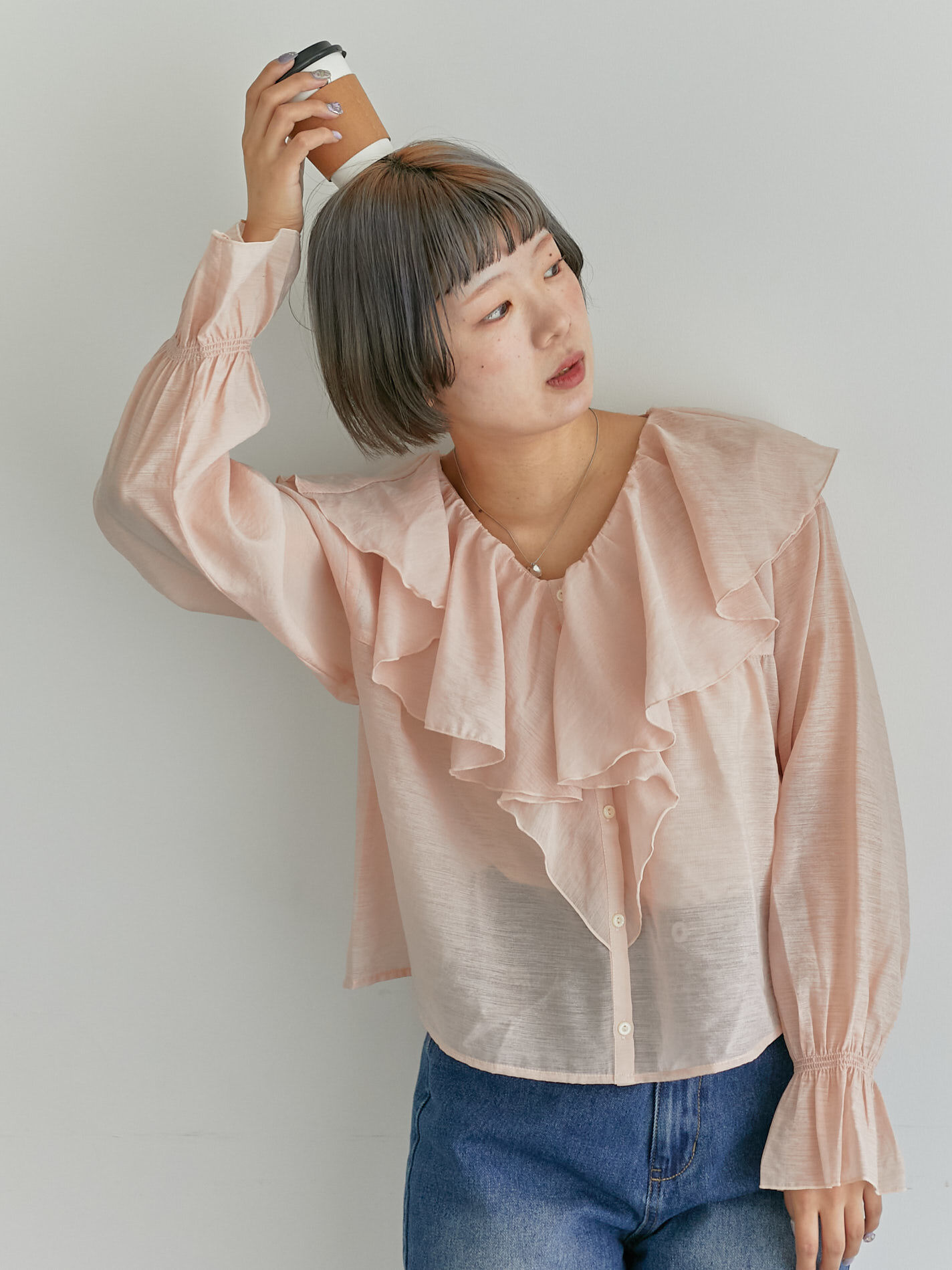 ブラウス シャツ シアーラッフルブラウス レディース JILL by JILL STUART（ジルバイジルスチュアート）の「◇シアー