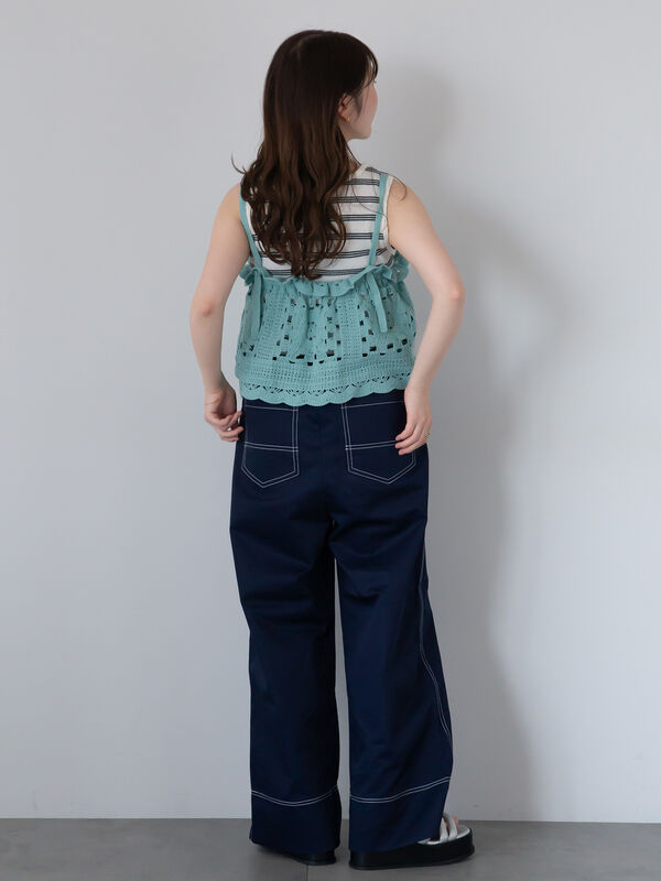 セール】 クロシェライクビスチェ（ブラック/ミント/キナリ/トップス