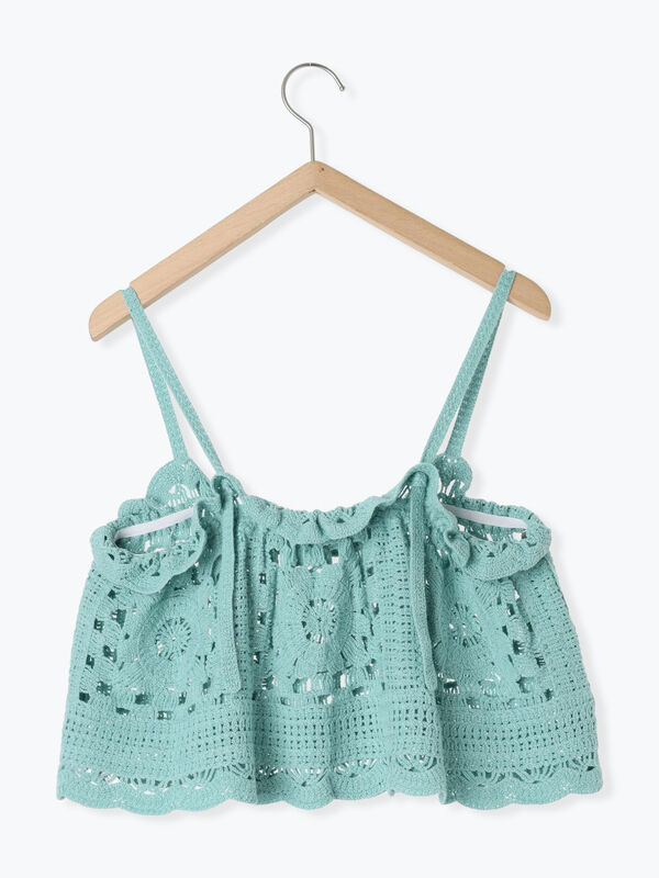 セール】 クロシェライクビスチェ（ブラック/ミント/キナリ/トップス