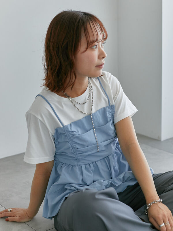 ビスチェドッキングTシャツ（サックスブルー）｜ehka sopo（エヘカソポ）通販
