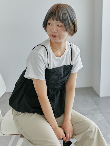 ビスチェドッキングTシャツ（ブラック/ベージュ/サックスブルー）｜ehka sopo（エヘカソポ）通販