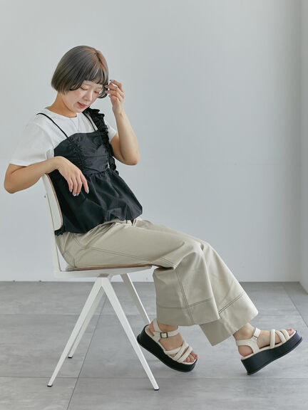 ビスチェドッキングTシャツ（ブラック/ベージュ/サックスブルー）｜ehka sopo（エヘカソポ）通販