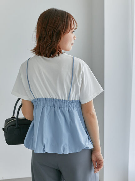 ビスチェドッキングTシャツ（ブラック/ベージュ/サックスブルー）｜ehka sopo（エヘカソポ）通販