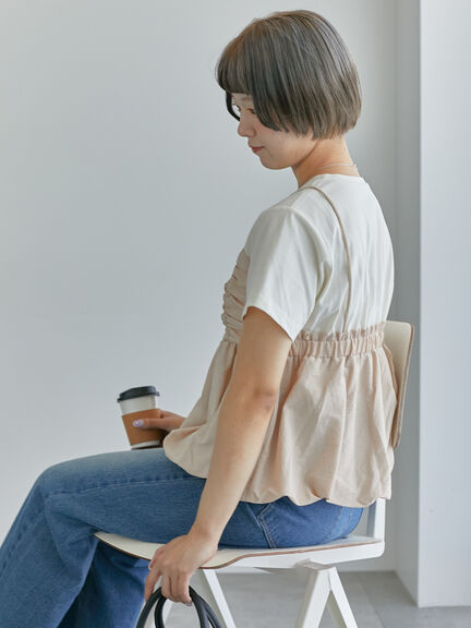 ビスチェドッキングTシャツ（ブラック/ベージュ/サックスブルー）｜ehka sopo（エヘカソポ）通販