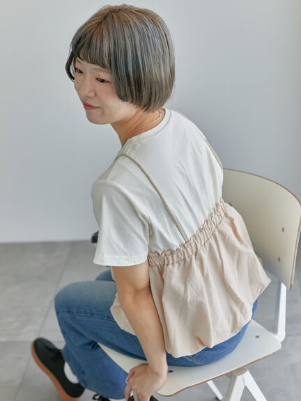ビスチェドッキングTシャツ（ブラック/ベージュ/サックスブルー）｜ehka sopo（エヘカソポ）通販