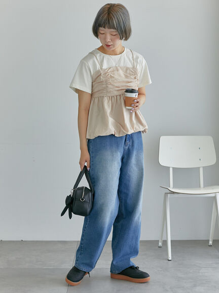 ビスチェドッキングTシャツ（ブラック/ベージュ/サックスブルー）｜ehka sopo（エヘカソポ）通販