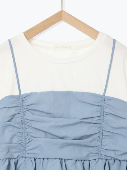 ビスチェドッキングTシャツ（ブラック/ベージュ/サックスブルー）｜ehka sopo（エヘカソポ）通販