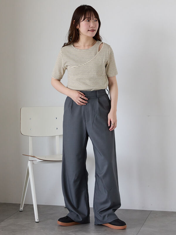 セール】 カーブスラックス（グレー/ブラック/ベージュ/ボトムス