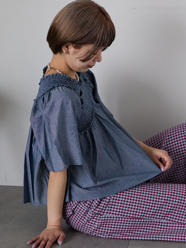 SM2 - まゆみ★ehka sopo★ｓｍ２★新品★シャーリング襟*ギャザーブラウス SM2 - ehka sopo☆sm2☆新品☆シャーリング襟*ギャザー