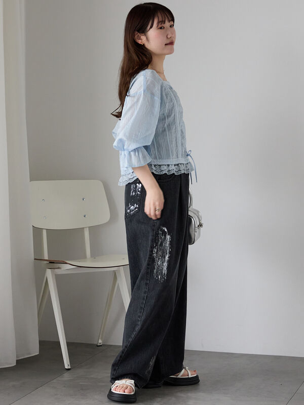 acka レースブラウス　ブルー KOOS】シアー レース ブラウス | NEW ARRIVAL | Cour Carre an