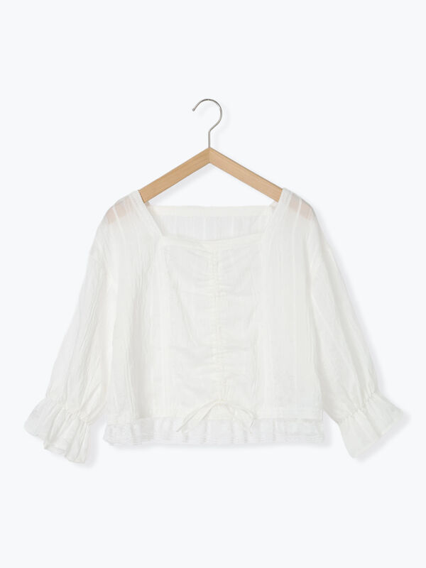 セール】 ◎スクエアレースブラウス（オフホワイト/ブラック/サックス