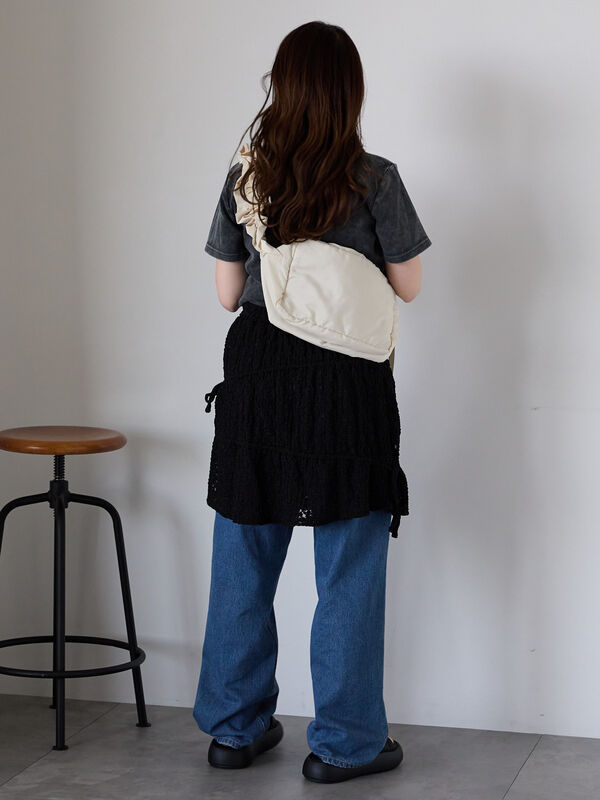 ehka sopoエヘカソポ　膝丈スカート　白　ホワイト　レース セール】 レースカバースカート（オフホワイト/ブラック/キナリ