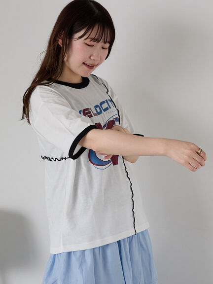 メローリンガーTシャツ（オフホワイト/チャコールグレー/キナリ）｜ehka sopo（エヘカソポ）通販