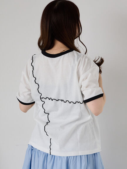 メローリンガーTシャツ（オフホワイト/チャコールグレー/キナリ）｜ehka sopo（エヘカソポ）通販