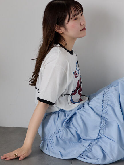 メローリンガーTシャツ（オフホワイト/チャコールグレー/キナリ）｜ehka sopo（エヘカソポ）通販