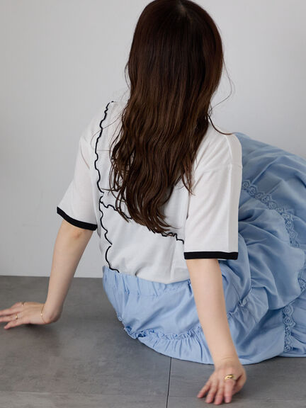 メローリンガーTシャツ（オフホワイト/チャコールグレー/キナリ）｜ehka sopo（エヘカソポ）通販