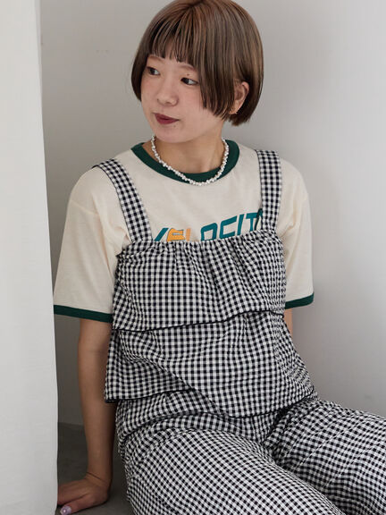 メローリンガーTシャツ（オフホワイト/チャコールグレー/キナリ）｜ehka sopo（エヘカソポ）通販