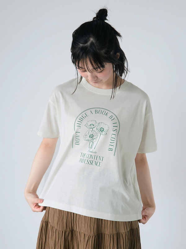 花プリントTシャツ（オフホワイト/ブラック/ピンク/キナリ）｜ehka sopo（エヘカソポ）通販