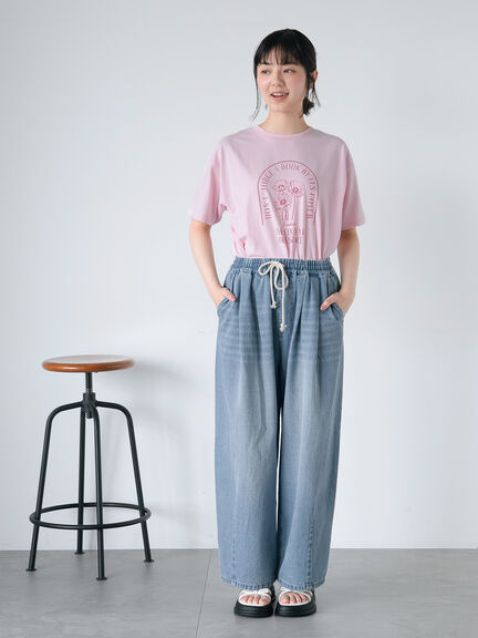 花プリントTシャツ（オフホワイト/ブラック/ピンク/キナリ）｜ehka sopo（エヘカソポ）通販