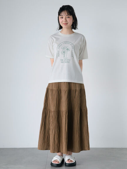 花プリントTシャツ（オフホワイト/ブラック/ピンク/キナリ）｜ehka sopo（エヘカソポ）通販