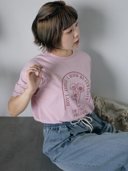 花プリントTシャツ（オフホワイト/ブラック/ピンク/キナリ）｜ehka sopo（エヘカソポ）通販