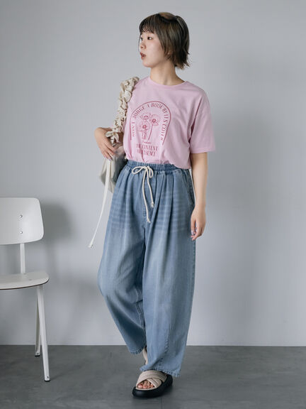 花プリントTシャツ（オフホワイト/ブラック/ピンク/キナリ）｜ehka sopo（エヘカソポ）通販