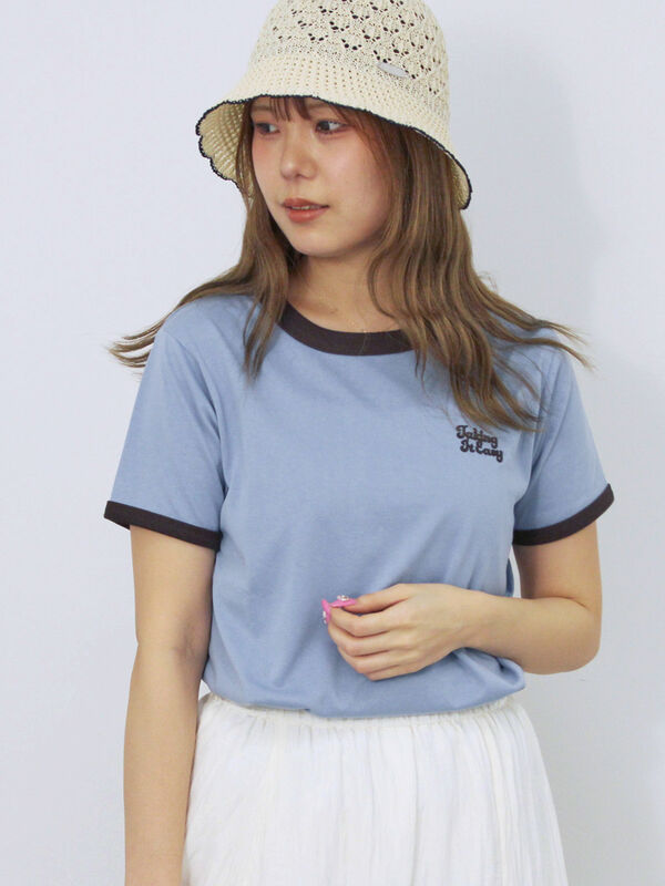 3D刺繍リンガーTシャツ（サックスブルー）｜ehka sopo（エヘカソポ）通販