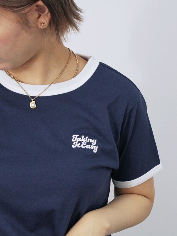 3D刺繍リンガーTシャツ（ネイビー）｜ehka sopo（エヘカソポ）通販