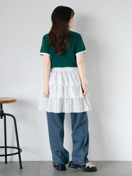 3D刺繍リンガーTシャツ（オフホワイト/グリーン/サックスブルー/ネイビー）｜ehka sopo（エヘカソポ）通販