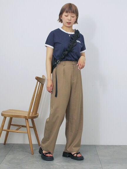 3D刺繍リンガーTシャツ（オフホワイト/グリーン/サックスブルー/ネイビー）｜ehka sopo（エヘカソポ）通販