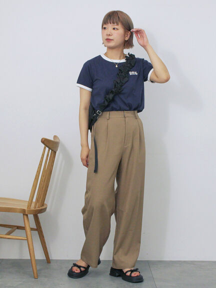 3D刺繍リンガーTシャツ（オフホワイト/グリーン/サックスブルー/ネイビー）｜ehka sopo（エヘカソポ）通販