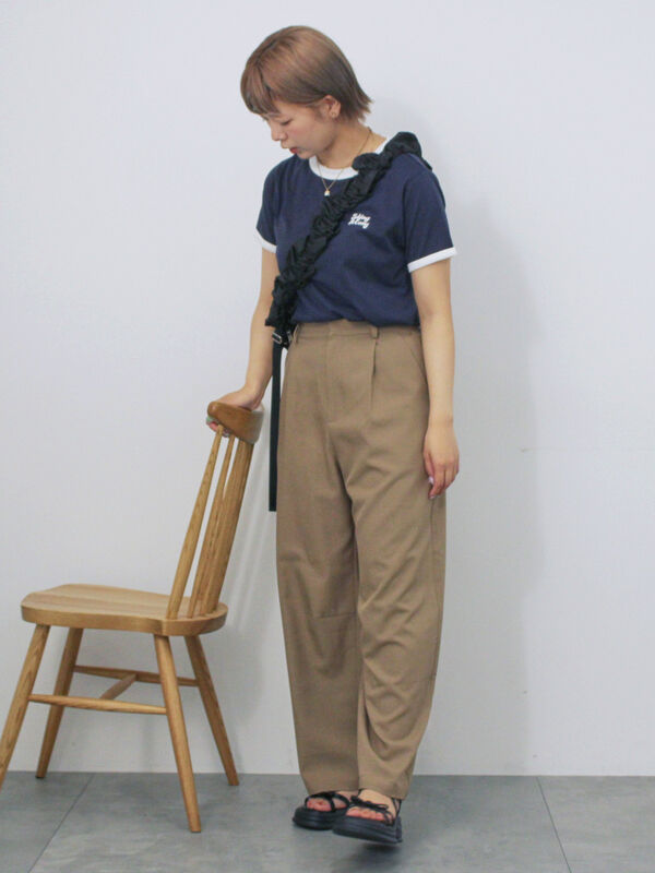T♡さま＊オーダー品になります セール】 3D刺繍リンガーTシャツ（オフホワイト/グリーン