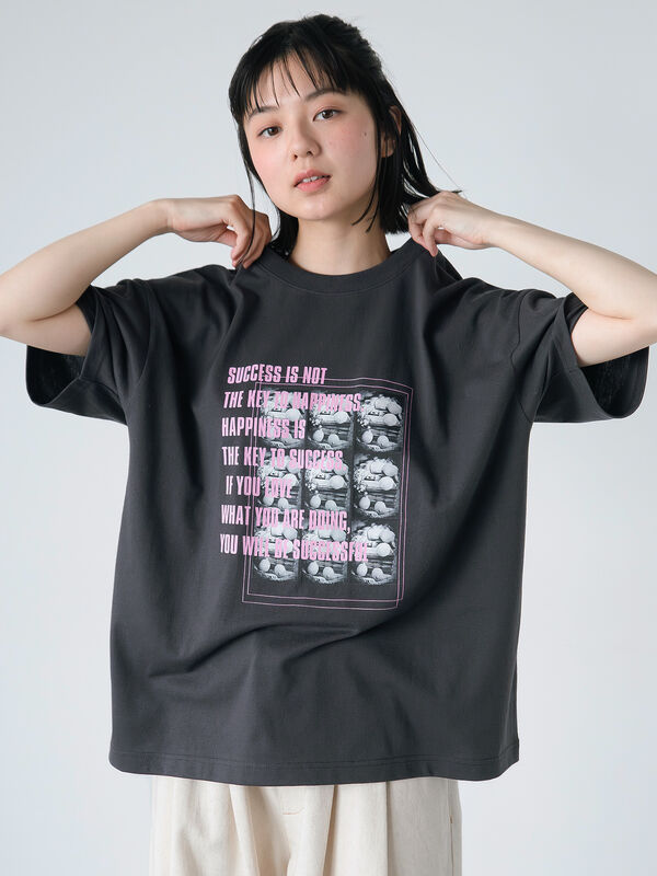 フォトプリントオーバーシルエットTシャツ（オフホワイト/チャコールグレー/グリーン/ブルー）｜ehka sopo（エヘカソポ）通販