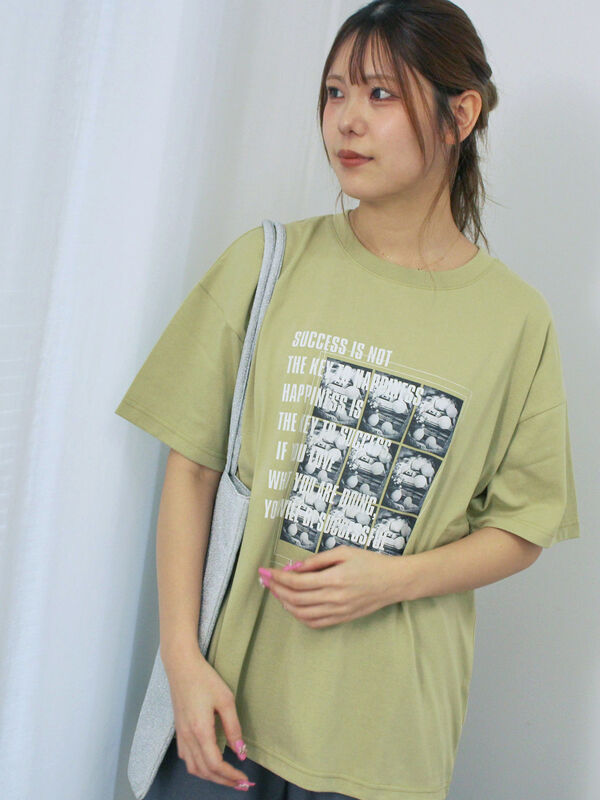 フォトプリントオーバーシルエットTシャツ（グリーン）｜ehka sopo（エヘカソポ）通販
