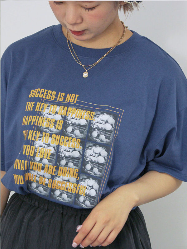 フォトプリントオーバーシルエットTシャツ（ブルー）｜ehka sopo（エヘカソポ）通販