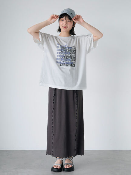 フォトプリントオーバーシルエットTシャツ（オフホワイト/チャコールグレー/グリーン/ブルー）｜ehka sopo（エヘカソポ）通販