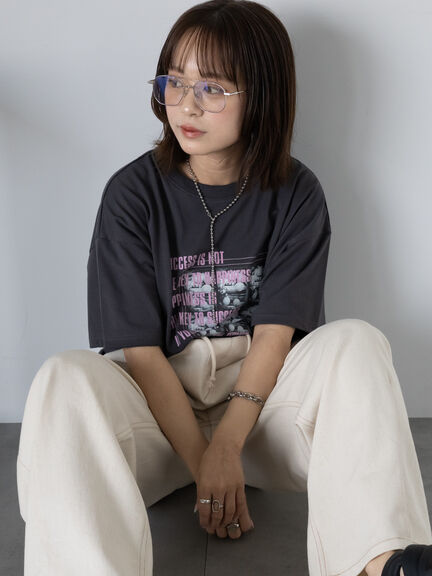 フォトプリントオーバーシルエットTシャツ（オフホワイト/チャコールグレー/グリーン/ブルー）｜ehka sopo（エヘカソポ）通販