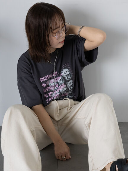 フォトプリントオーバーシルエットTシャツ（オフホワイト/チャコールグレー/グリーン/ブルー）｜ehka sopo（エヘカソポ）通販