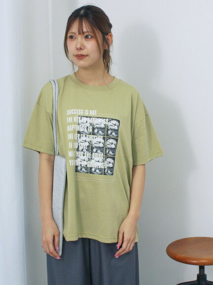 フォトプリントオーバーシルエットTシャツ（オフホワイト/チャコールグレー/グリーン/ブルー）｜ehka sopo（エヘカソポ）通販